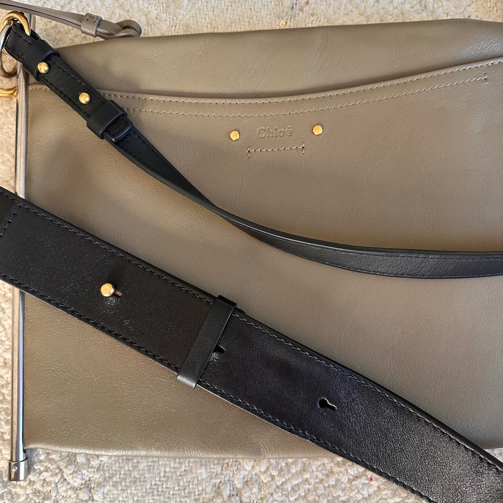 Chloe Crossbody Bag in Taupe and Black